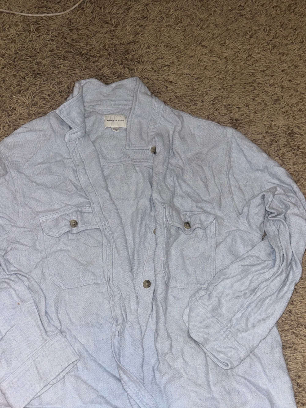 American Eagle Outfitters Light Blue Button-Front Jacket